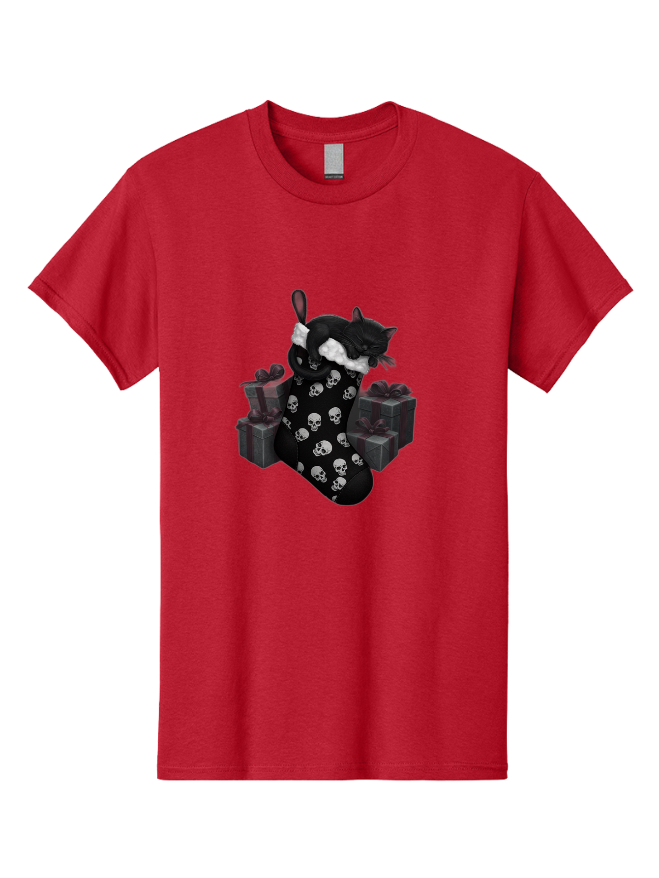 Black-Cat-In-Christmas-Stocking Men'S Graphic Tee, 100% Cotton, Comfortable Casual Summer Wear, Machine Washable, Vintage Camera, Old Camera, Antique Camera, Black Camera, Classic Photography, Photography Equipment, Nostalgic Device, Bal803