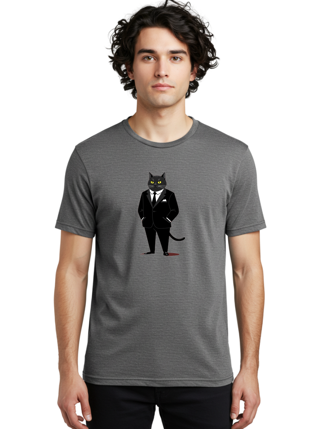 Black-Cat-In-Tuxedo Men'S Graphic Tee, 100% Cotton, Comfortable Casual Summer Wear, Machine Washable, Vintage Camera, Old Camera, Antique Camera, Black Camera, Classic Photography, Photography Equipment, Nostalgic Device, Film Camera, Bal805