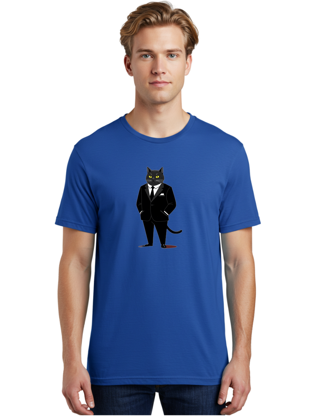 Black-Cat-In-Tuxedo Men'S Graphic Tee, 100% Cotton, Comfortable Casual Summer Wear, Machine Washable, Vintage Camera, Old Camera, Antique Camera, Black Camera, Classic Photography, Photography Equipment, Nostalgic Device, Film Camera, Bal805