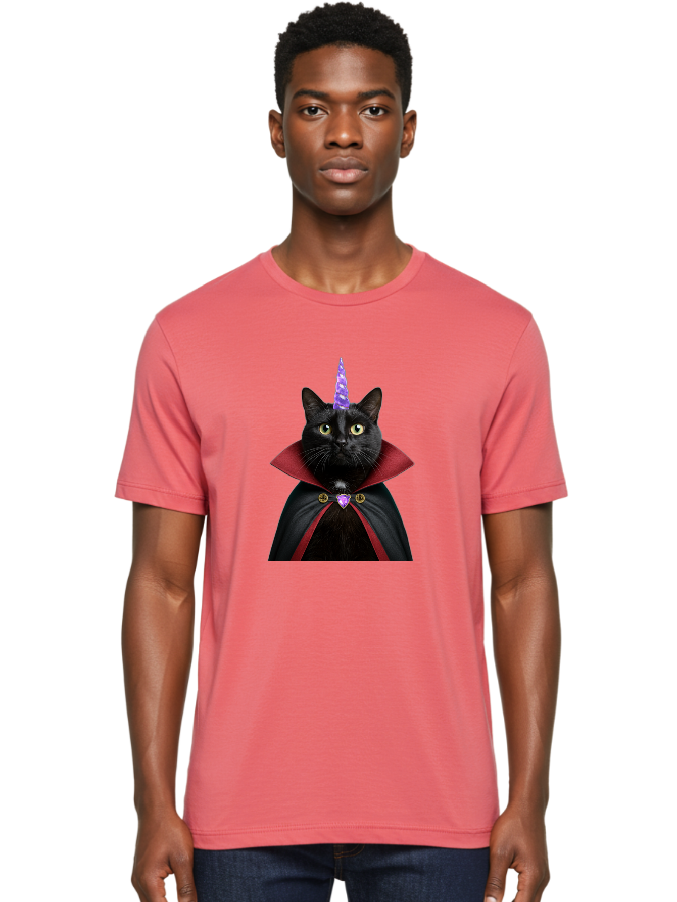 Black-Cat-Unicorn-1 Men'S Graphic Tee, 100% Cotton, Comfortable Casual Summer Wear, Machine Washable, Vintage Camera, Old Camera, Antique Camera, Black Camera, Classic Photography, Photography Equipment, Nostalgic Device, Film Camera, Bal806