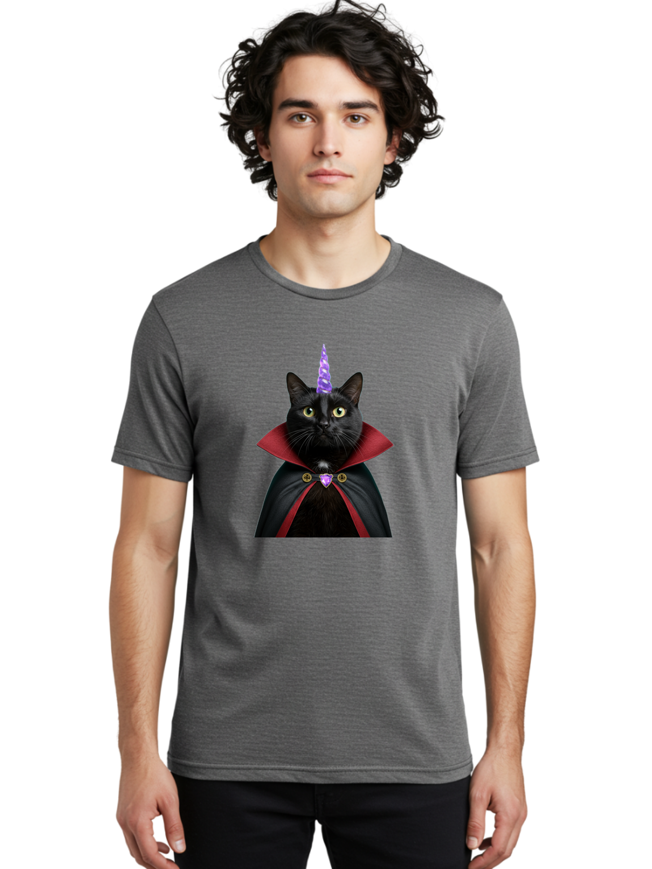 Black-Cat-Unicorn-1 Men'S Graphic Tee, 100% Cotton, Comfortable Casual Summer Wear, Machine Washable, Vintage Camera, Old Camera, Antique Camera, Black Camera, Classic Photography, Photography Equipment, Nostalgic Device, Film Camera, Bal806