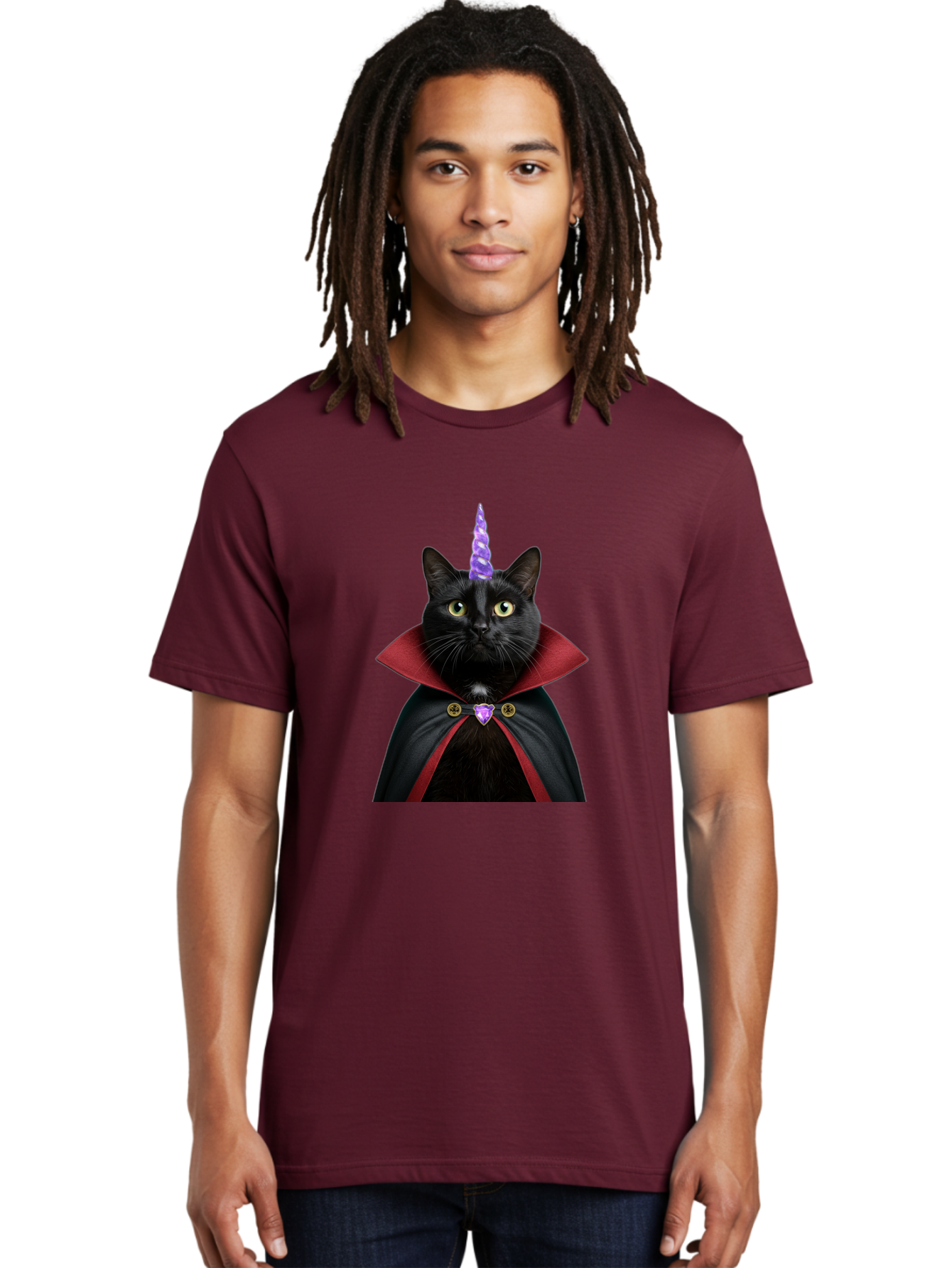 Black-Cat-Unicorn-1 Men'S Graphic Tee, 100% Cotton, Comfortable Casual Summer Wear, Machine Washable, Vintage Camera, Old Camera, Antique Camera, Black Camera, Classic Photography, Photography Equipment, Nostalgic Device, Film Camera, Bal806
