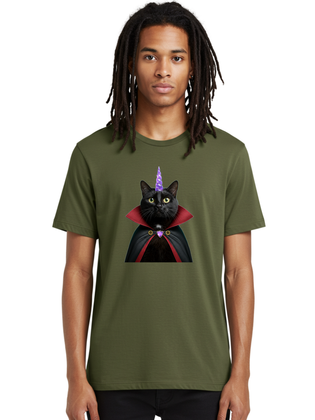 Black-Cat-Unicorn-1 Men'S Graphic Tee, 100% Cotton, Comfortable Casual Summer Wear, Machine Washable, Vintage Camera, Old Camera, Antique Camera, Black Camera, Classic Photography, Photography Equipment, Nostalgic Device, Film Camera, Bal806