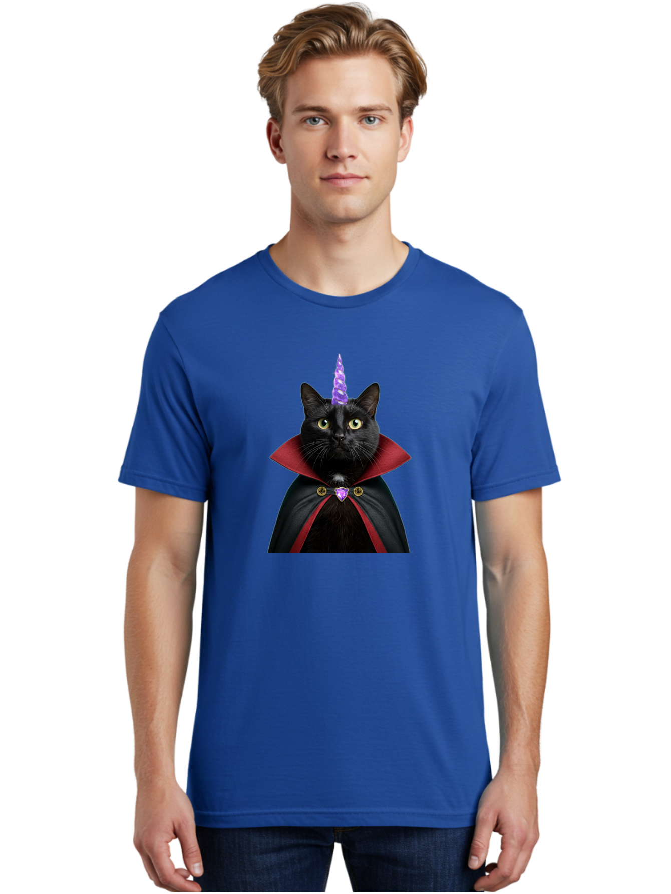Black-Cat-Unicorn-1 Men'S Graphic Tee, 100% Cotton, Comfortable Casual Summer Wear, Machine Washable, Vintage Camera, Old Camera, Antique Camera, Black Camera, Classic Photography, Photography Equipment, Nostalgic Device, Film Camera, Bal806