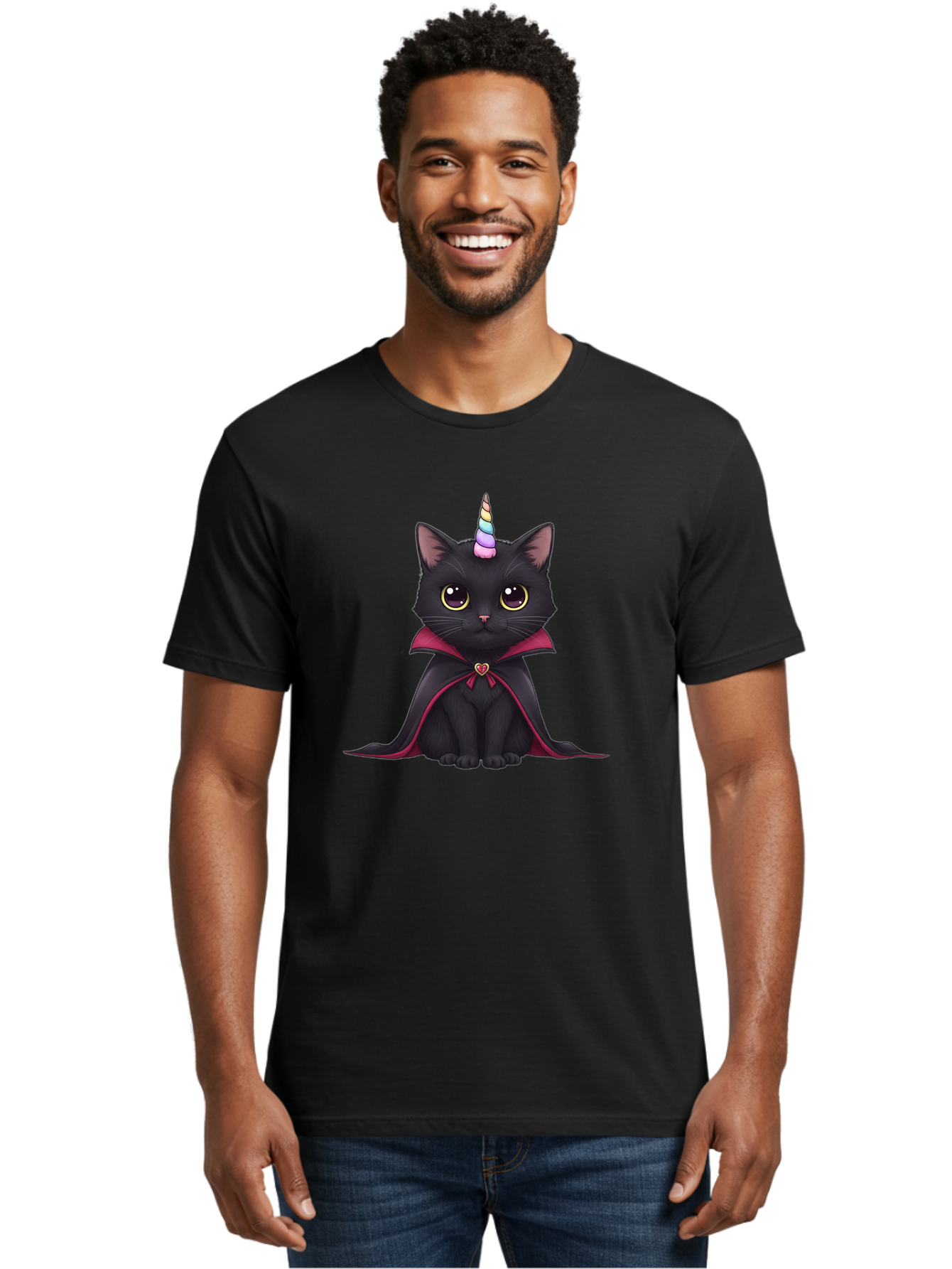 Black-Cat-Unicorn-Vampire Men'S Graphic Tee, 100% Cotton, Comfortable Casual Summer Wear, Machine Washable, Vintage Camera, Old Camera, Antique Camera, Black Camera, Classic Photography, Photography Equipment, Nostalgic Device, Film Camera, Bal807
