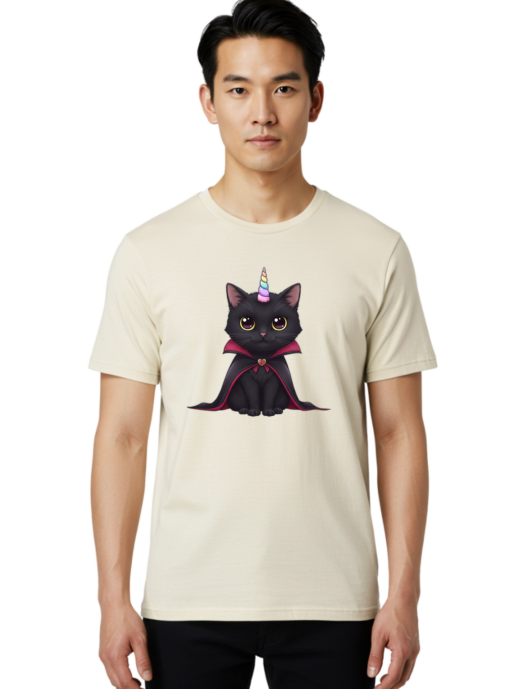 Black-Cat-Unicorn-Vampire Men'S Graphic Tee, 100% Cotton, Comfortable Casual Summer Wear, Machine Washable, Vintage Camera, Old Camera, Antique Camera, Black Camera, Classic Photography, Photography Equipment, Nostalgic Device, Film Camera, Bal807