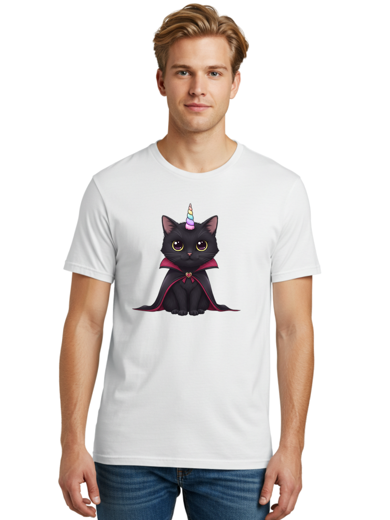 Black-Cat-Unicorn-Vampire Men'S Graphic Tee, 100% Cotton, Comfortable Casual Summer Wear, Machine Washable, Vintage Camera, Old Camera, Antique Camera, Black Camera, Classic Photography, Photography Equipment, Nostalgic Device, Film Camera, Bal807