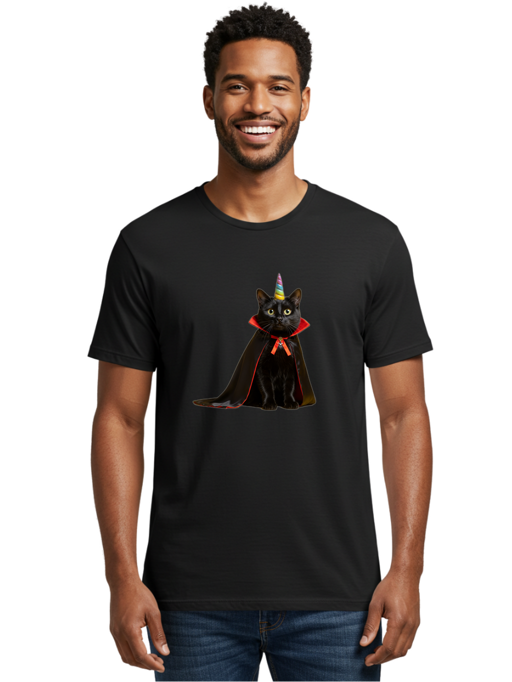 Black-Cat-Unicorn Men'S Graphic Tee, 100% Cotton, Comfortable Casual Summer Wear, Machine Washable, Vintage Camera, Old Camera, Antique Camera, Black Camera, Classic Photography, Photography Equipment, Nostalgic Device, Film Camera, Camera Art Bal808