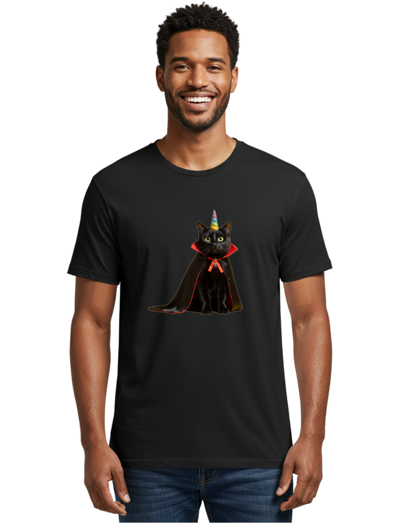 Black-Cat-Unicorn Men'S Graphic Tee, 100% Cotton, Comfortable Casual Summer Wear, Machine Washable, Vintage Camera, Old Camera, Antique Camera, Black Camera, Classic Photography, Photography Equipment, Nostalgic Device, Film Camera, Camera Art Bal808