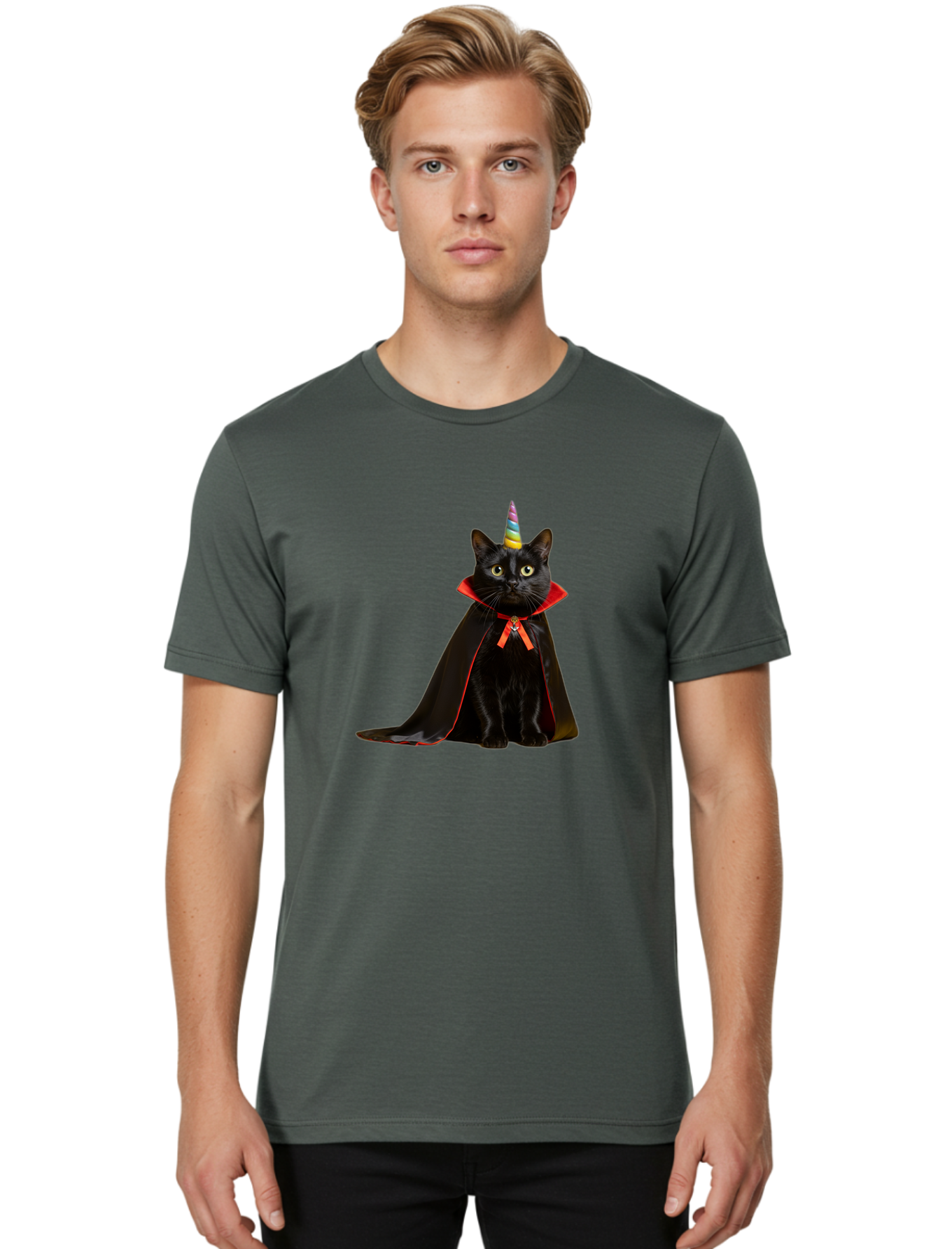 Black-Cat-Unicorn Men'S Graphic Tee, 100% Cotton, Comfortable Casual Summer Wear, Machine Washable, Vintage Camera, Old Camera, Antique Camera, Black Camera, Classic Photography, Photography Equipment, Nostalgic Device, Film Camera, Camera Art Bal808
