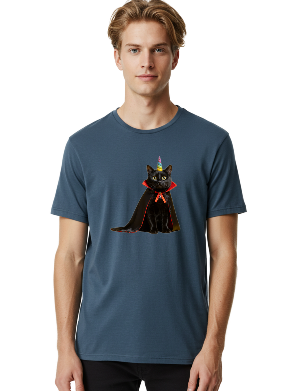 Black-Cat-Unicorn Men'S Graphic Tee, 100% Cotton, Comfortable Casual Summer Wear, Machine Washable, Vintage Camera, Old Camera, Antique Camera, Black Camera, Classic Photography, Photography Equipment, Nostalgic Device, Film Camera, Camera Art Bal808