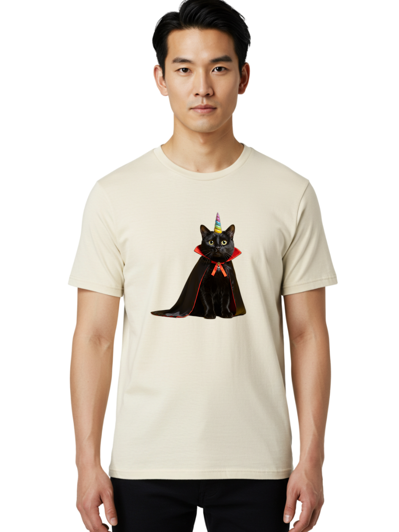 Black-Cat-Unicorn Men'S Graphic Tee, 100% Cotton, Comfortable Casual Summer Wear, Machine Washable, Vintage Camera, Old Camera, Antique Camera, Black Camera, Classic Photography, Photography Equipment, Nostalgic Device, Film Camera, Camera Art Bal808