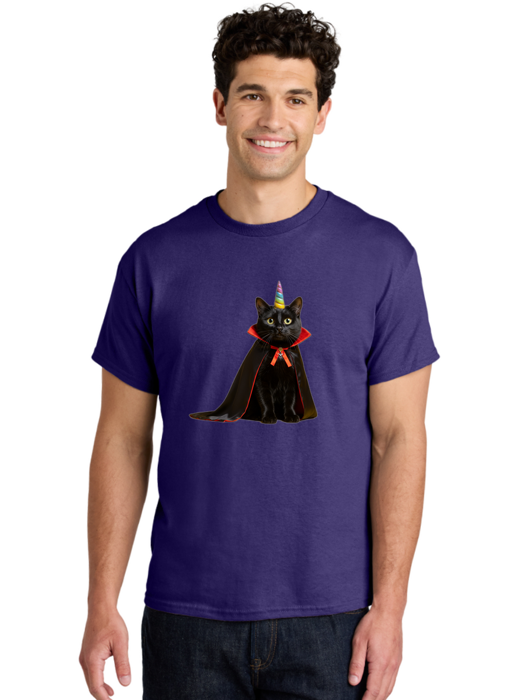 Black-Cat-Unicorn Men'S Graphic Tee, 100% Cotton, Comfortable Casual Summer Wear, Machine Washable, Vintage Camera, Old Camera, Antique Camera, Black Camera, Classic Photography, Photography Equipment, Nostalgic Device, Film Camera, Camera Art Bal808