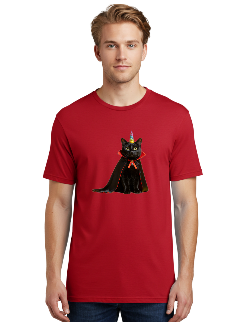 Black-Cat-Unicorn Men'S Graphic Tee, 100% Cotton, Comfortable Casual Summer Wear, Machine Washable, Vintage Camera, Old Camera, Antique Camera, Black Camera, Classic Photography, Photography Equipment, Nostalgic Device, Film Camera, Camera Art Bal808