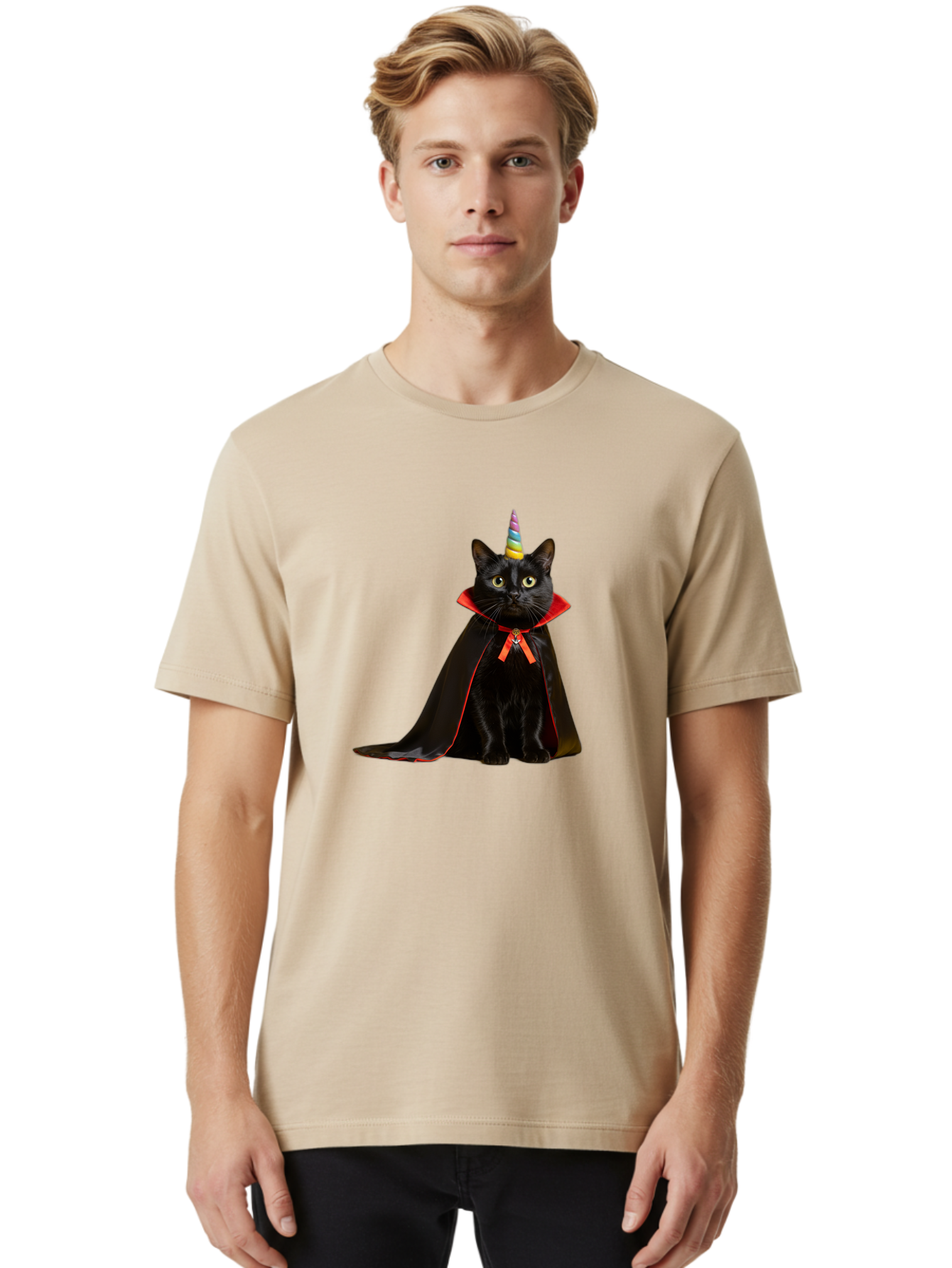 Black-Cat-Unicorn Men'S Graphic Tee, 100% Cotton, Comfortable Casual Summer Wear, Machine Washable, Vintage Camera, Old Camera, Antique Camera, Black Camera, Classic Photography, Photography Equipment, Nostalgic Device, Film Camera, Camera Art Bal808