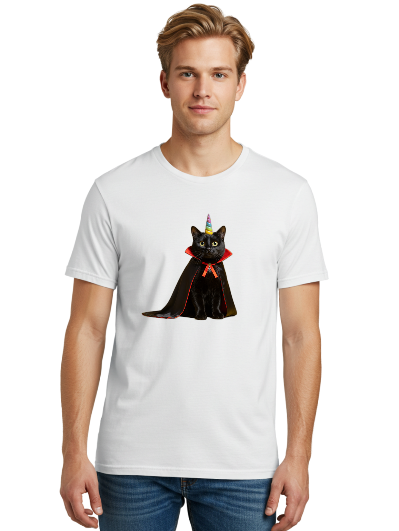 Black-Cat-Unicorn Men'S Graphic Tee, 100% Cotton, Comfortable Casual Summer Wear, Machine Washable, Vintage Camera, Old Camera, Antique Camera, Black Camera, Classic Photography, Photography Equipment, Nostalgic Device, Film Camera, Camera Art Bal808