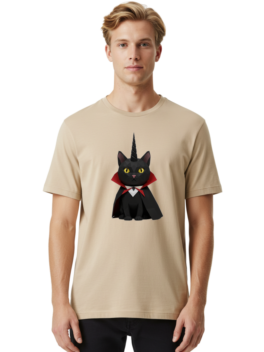 Black-Cat-Vampire-Unicorn-1 Men'S Graphic Tee, 100% Cotton, Comfortable Casual Summer Wear, Machine Washable, Vintage Camera, Old Camera, Antique Camera, Black Camera, Classic Photography, Photography Equipment, Nostalgic Device, Film Camera, Bal809