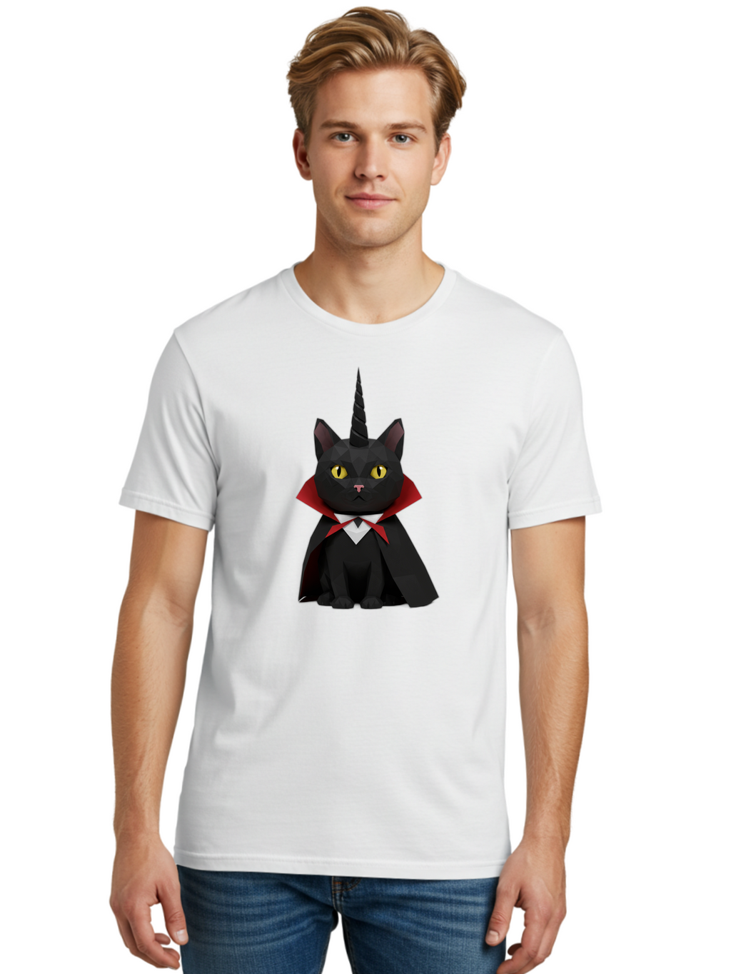 Black-Cat-Vampire-Unicorn-1 Men'S Graphic Tee, 100% Cotton, Comfortable Casual Summer Wear, Machine Washable, Vintage Camera, Old Camera, Antique Camera, Black Camera, Classic Photography, Photography Equipment, Nostalgic Device, Film Camera, Bal809