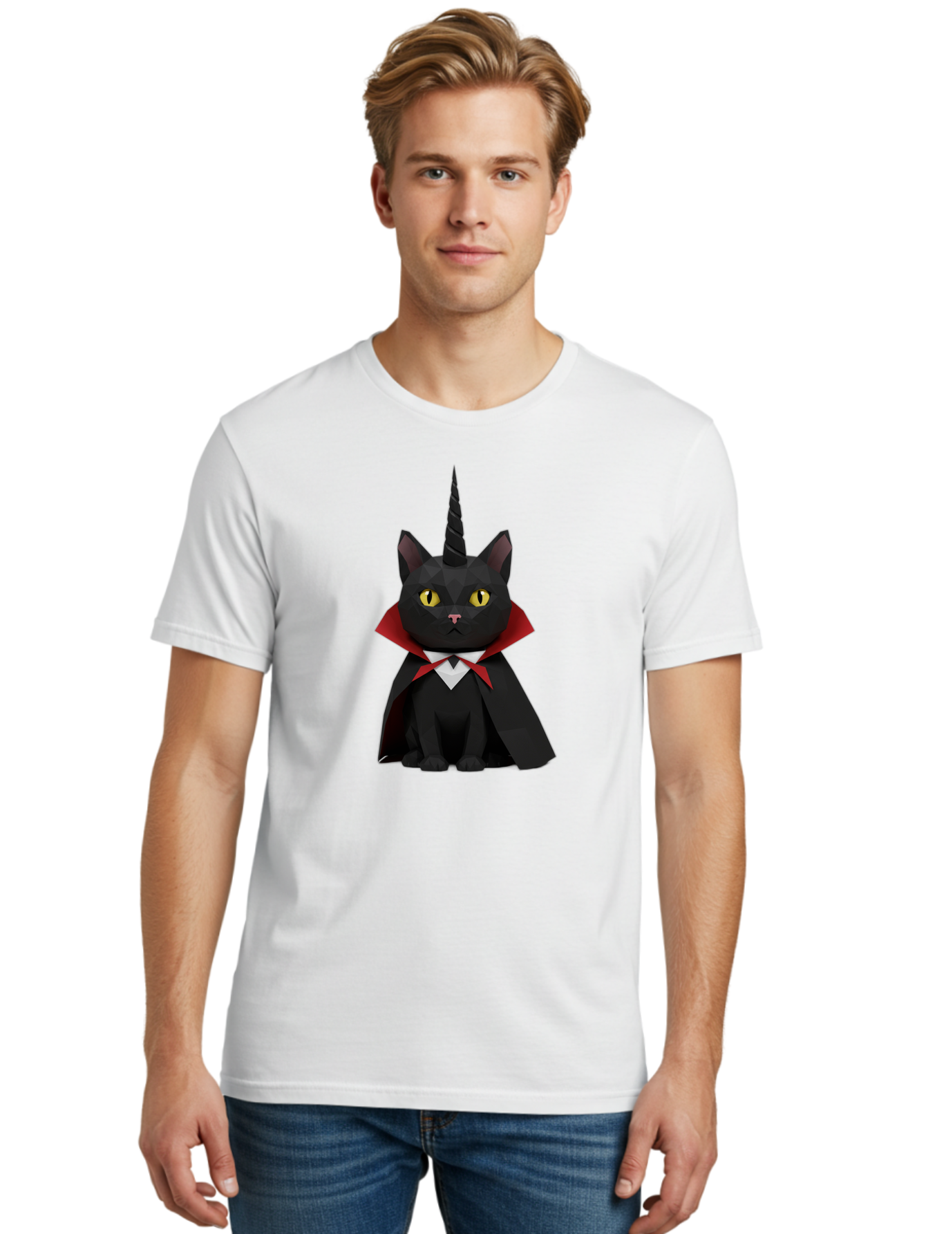 Black-Cat-Vampire-Unicorn-1 Men'S Graphic Tee, 100% Cotton, Comfortable Casual Summer Wear, Machine Washable, Vintage Camera, Old Camera, Antique Camera, Black Camera, Classic Photography, Photography Equipment, Nostalgic Device, Film Camera, Bal809