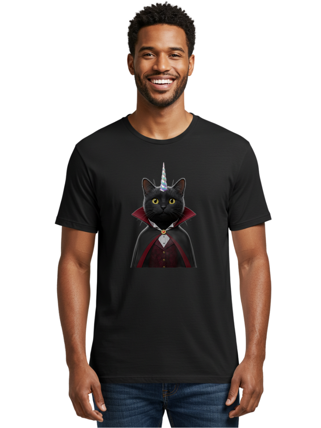 Black-Cat-Vampire-Unicorn Men'S Graphic Tee, 100% Cotton, Comfortable Casual Summer Wear, Machine Washable, Vintage Camera, Old Camera, Antique Camera, Black Camera, Classic Photography, Photography Equipment, Nostalgic Device, Film Camera, Bal810