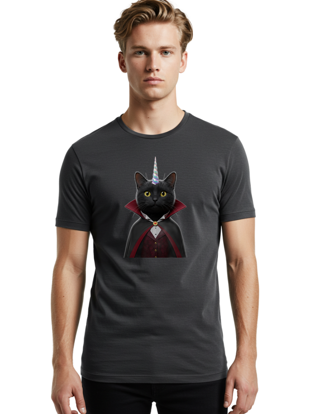 Black-Cat-Vampire-Unicorn Men'S Graphic Tee, 100% Cotton, Comfortable Casual Summer Wear, Machine Washable, Vintage Camera, Old Camera, Antique Camera, Black Camera, Classic Photography, Photography Equipment, Nostalgic Device, Film Camera, Bal810