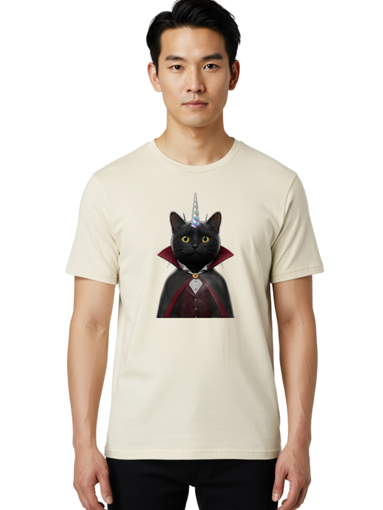 Black-Cat-Vampire-Unicorn Men'S Graphic Tee, 100% Cotton, Comfortable Casual Summer Wear, Machine Washable, Vintage Camera, Old Camera, Antique Camera, Black Camera, Classic Photography, Photography Equipment, Nostalgic Device, Film Camera, Bal810