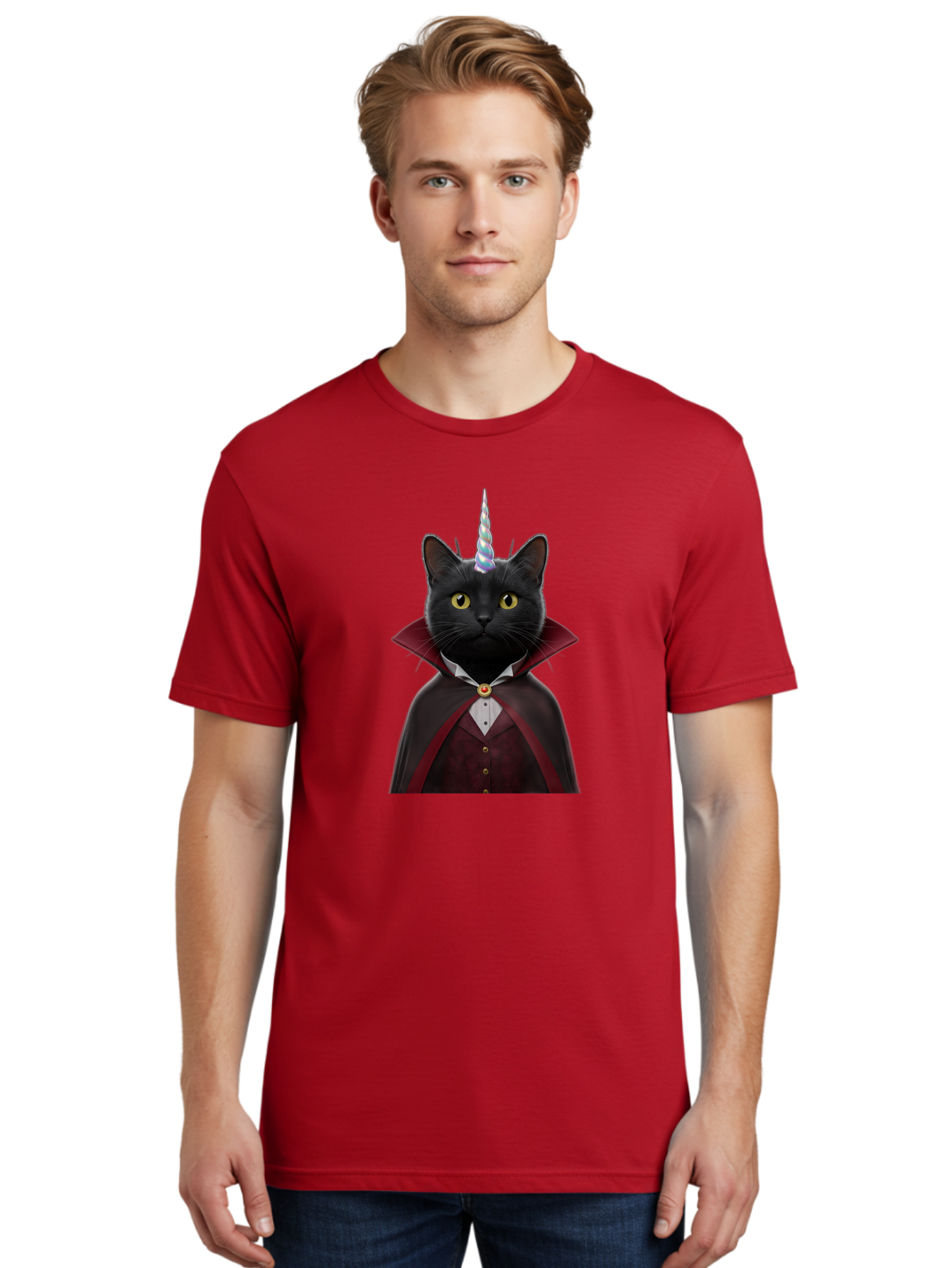 Black-Cat-Vampire-Unicorn Men'S Graphic Tee, 100% Cotton, Comfortable Casual Summer Wear, Machine Washable, Vintage Camera, Old Camera, Antique Camera, Black Camera, Classic Photography, Photography Equipment, Nostalgic Device, Film Camera, Bal810