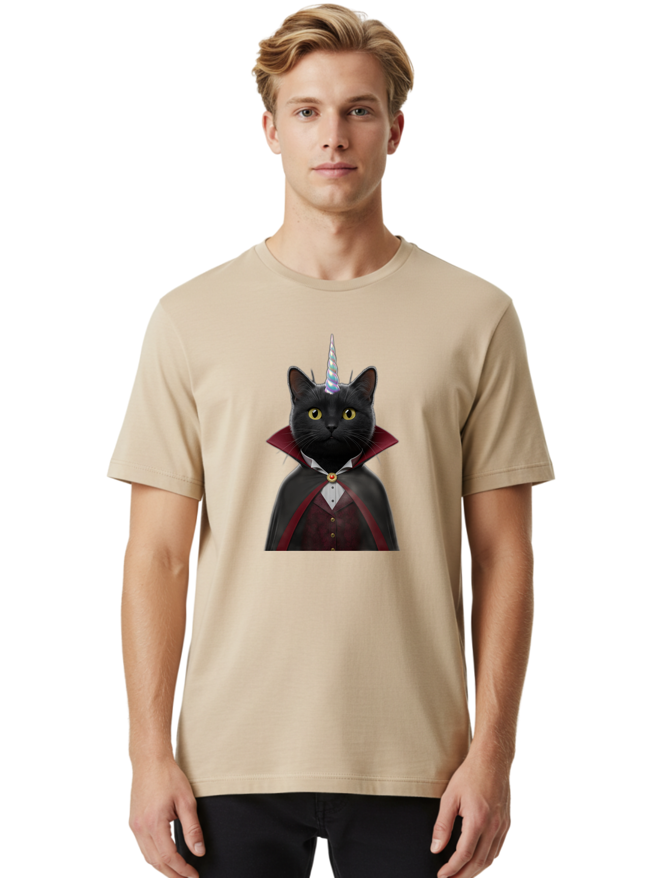 Black-Cat-Vampire-Unicorn Men'S Graphic Tee, 100% Cotton, Comfortable Casual Summer Wear, Machine Washable, Vintage Camera, Old Camera, Antique Camera, Black Camera, Classic Photography, Photography Equipment, Nostalgic Device, Film Camera, Bal810