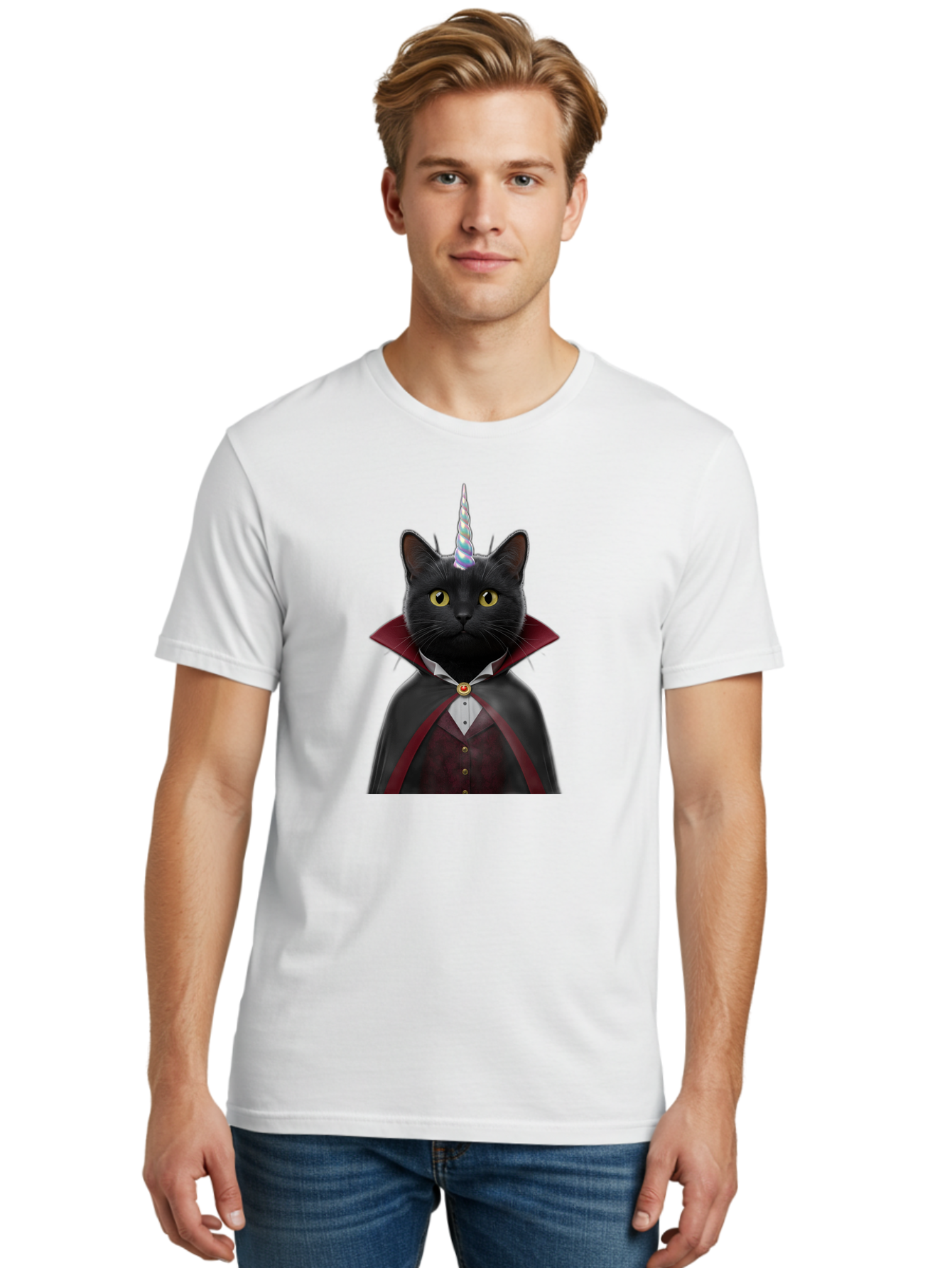 Black-Cat-Vampire-Unicorn Men'S Graphic Tee, 100% Cotton, Comfortable Casual Summer Wear, Machine Washable, Vintage Camera, Old Camera, Antique Camera, Black Camera, Classic Photography, Photography Equipment, Nostalgic Device, Film Camera, Bal810