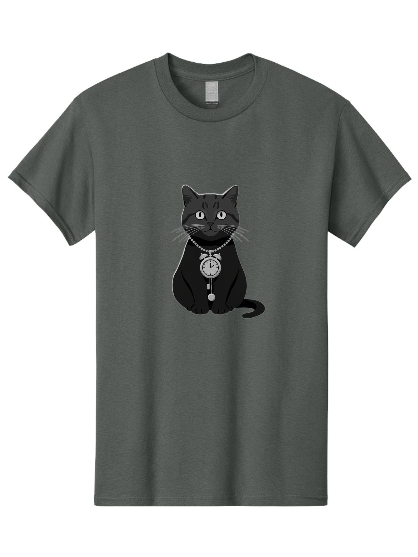 Black-Cat-With-Pocket-Watch Men'S Graphic Tee, 100% Cotton, Comfortable Casual Summer Wear, Machine Washable, Vintage Camera, Old Camera, Antique Camera, Black Camera, Classic Photography, Photography Equipment, Nostalgic Device, Film Camera, Bal812
