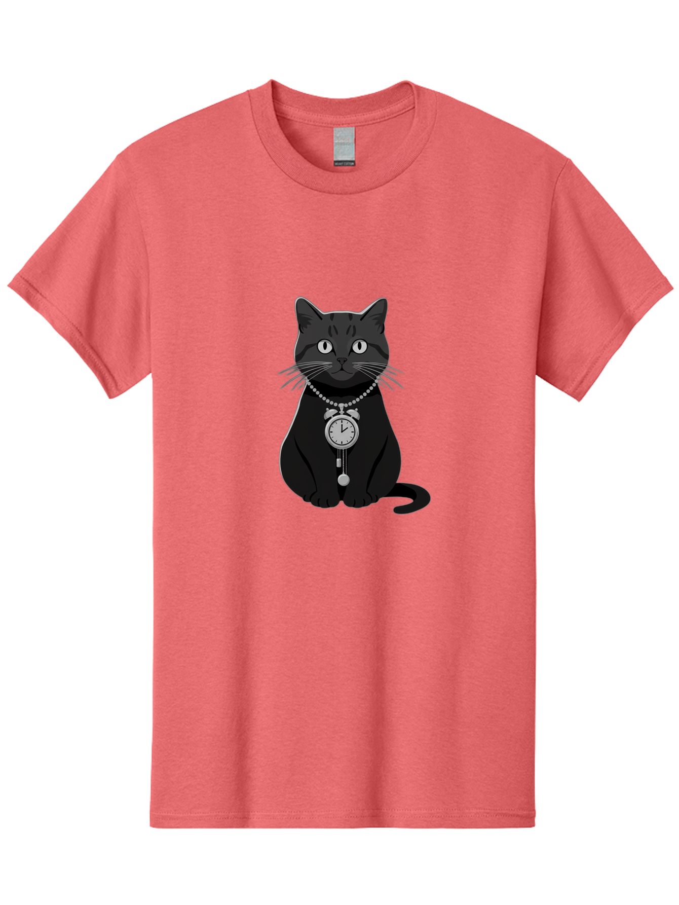 Black-Cat-With-Pocket-Watch Men'S Graphic Tee, 100% Cotton, Comfortable Casual Summer Wear, Machine Washable, Vintage Camera, Old Camera, Antique Camera, Black Camera, Classic Photography, Photography Equipment, Nostalgic Device, Film Camera, Bal812