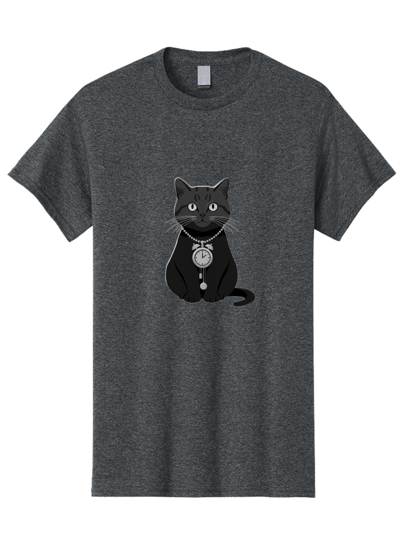 Black-Cat-With-Pocket-Watch Men'S Graphic Tee, 100% Cotton, Comfortable Casual Summer Wear, Machine Washable, Vintage Camera, Old Camera, Antique Camera, Black Camera, Classic Photography, Photography Equipment, Nostalgic Device, Film Camera, Bal812