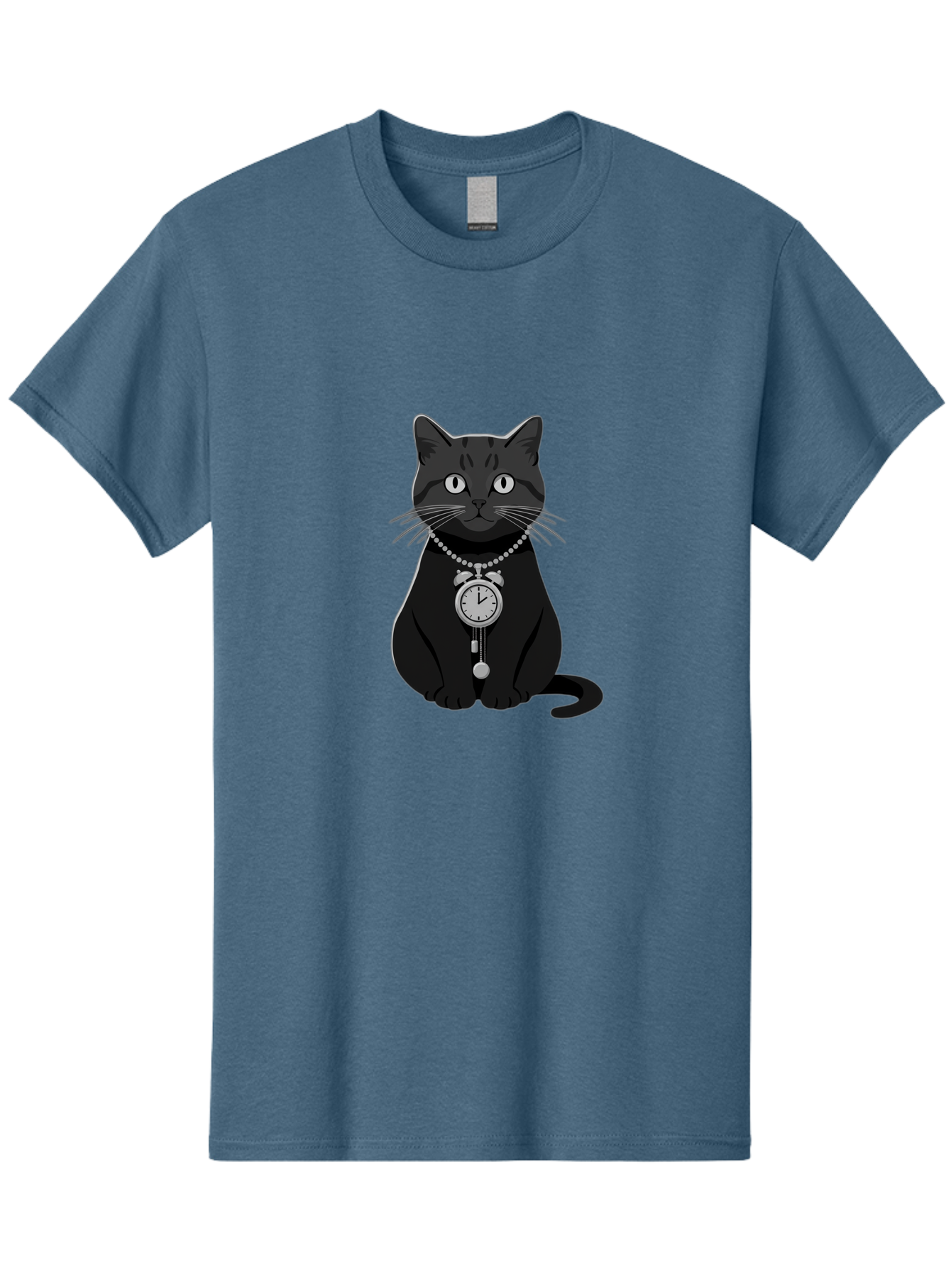 Black-Cat-With-Pocket-Watch Men'S Graphic Tee, 100% Cotton, Comfortable Casual Summer Wear, Machine Washable, Vintage Camera, Old Camera, Antique Camera, Black Camera, Classic Photography, Photography Equipment, Nostalgic Device, Film Camera, Bal812