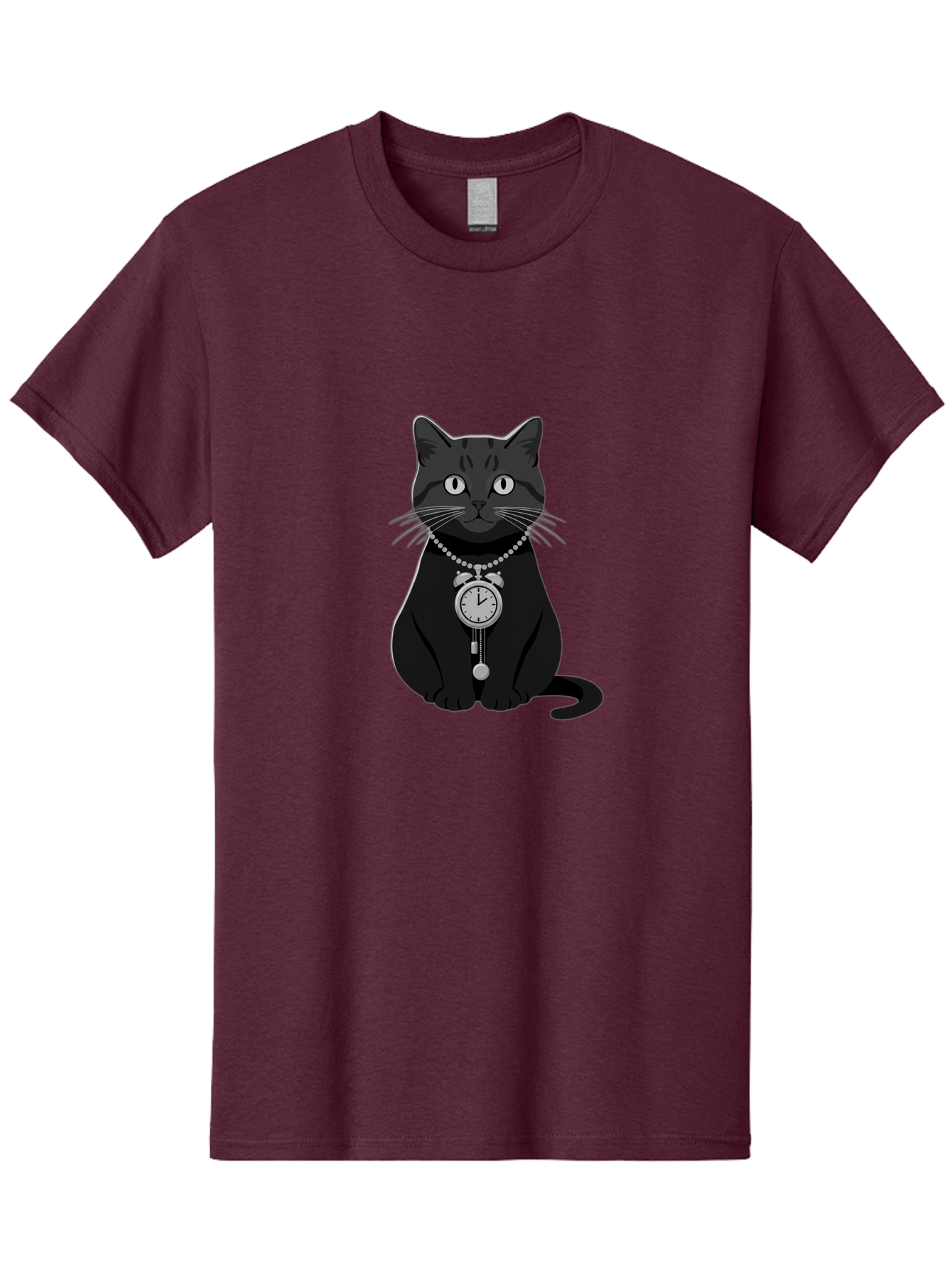 Black-Cat-With-Pocket-Watch Men'S Graphic Tee, 100% Cotton, Comfortable Casual Summer Wear, Machine Washable, Vintage Camera, Old Camera, Antique Camera, Black Camera, Classic Photography, Photography Equipment, Nostalgic Device, Film Camera, Bal812