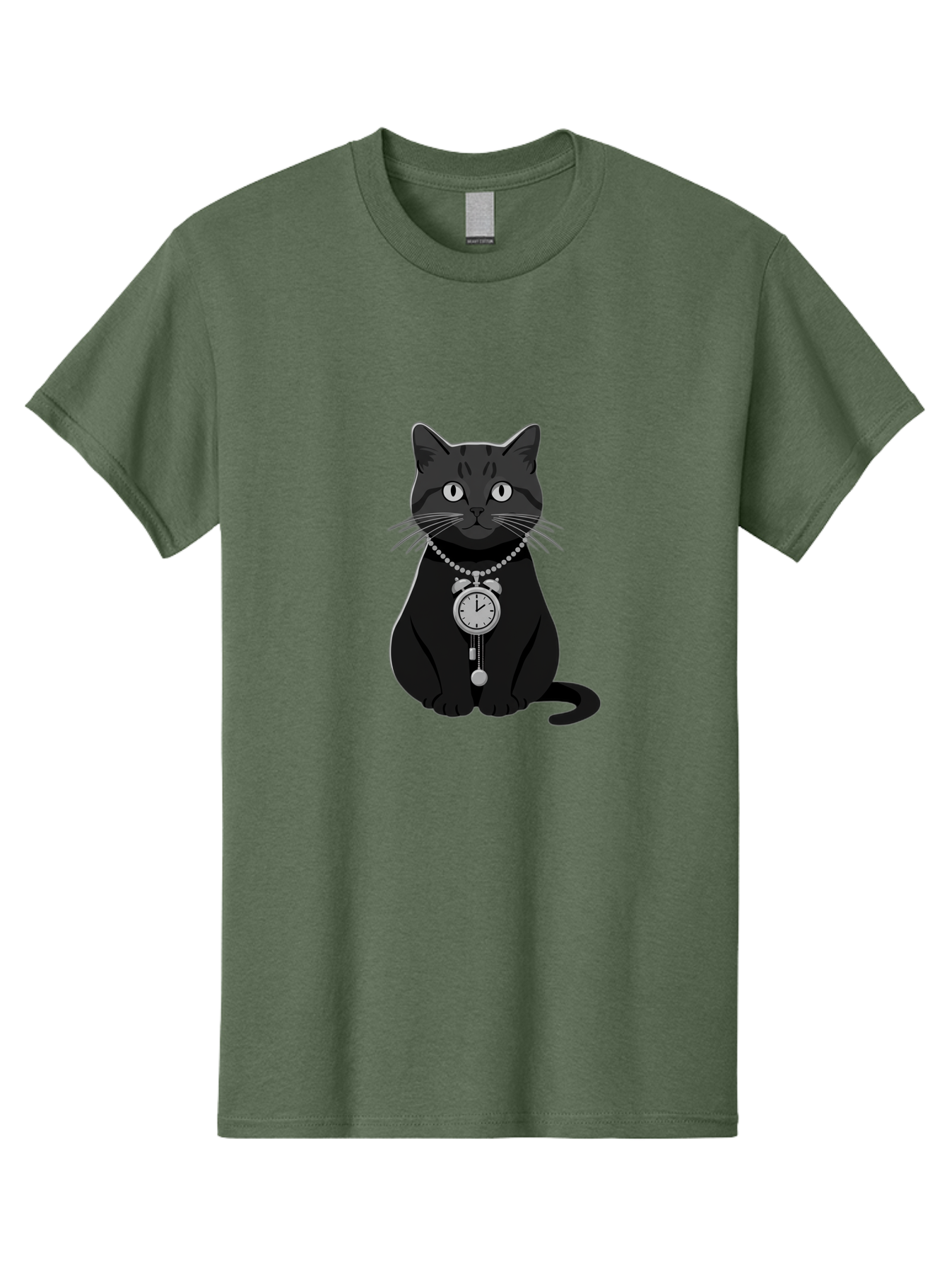 Black-Cat-With-Pocket-Watch Men'S Graphic Tee, 100% Cotton, Comfortable Casual Summer Wear, Machine Washable, Vintage Camera, Old Camera, Antique Camera, Black Camera, Classic Photography, Photography Equipment, Nostalgic Device, Film Camera, Bal812