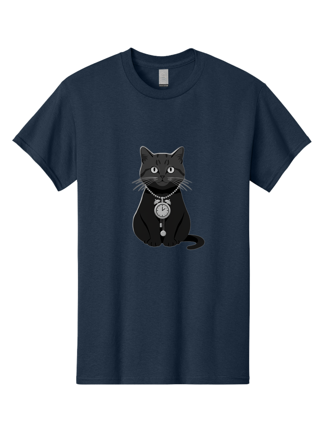 Black-Cat-With-Pocket-Watch Men'S Graphic Tee, 100% Cotton, Comfortable Casual Summer Wear, Machine Washable, Vintage Camera, Old Camera, Antique Camera, Black Camera, Classic Photography, Photography Equipment, Nostalgic Device, Film Camera, Bal812