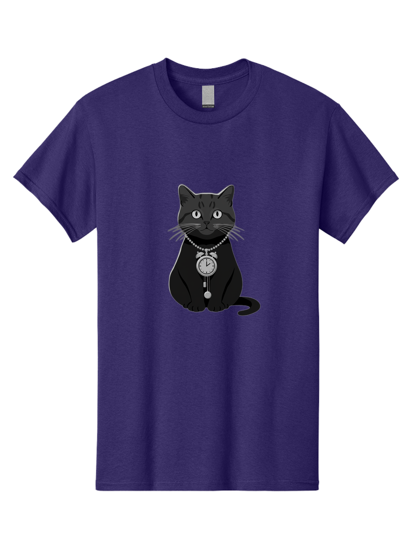 Black-Cat-With-Pocket-Watch Men'S Graphic Tee, 100% Cotton, Comfortable Casual Summer Wear, Machine Washable, Vintage Camera, Old Camera, Antique Camera, Black Camera, Classic Photography, Photography Equipment, Nostalgic Device, Film Camera, Bal812