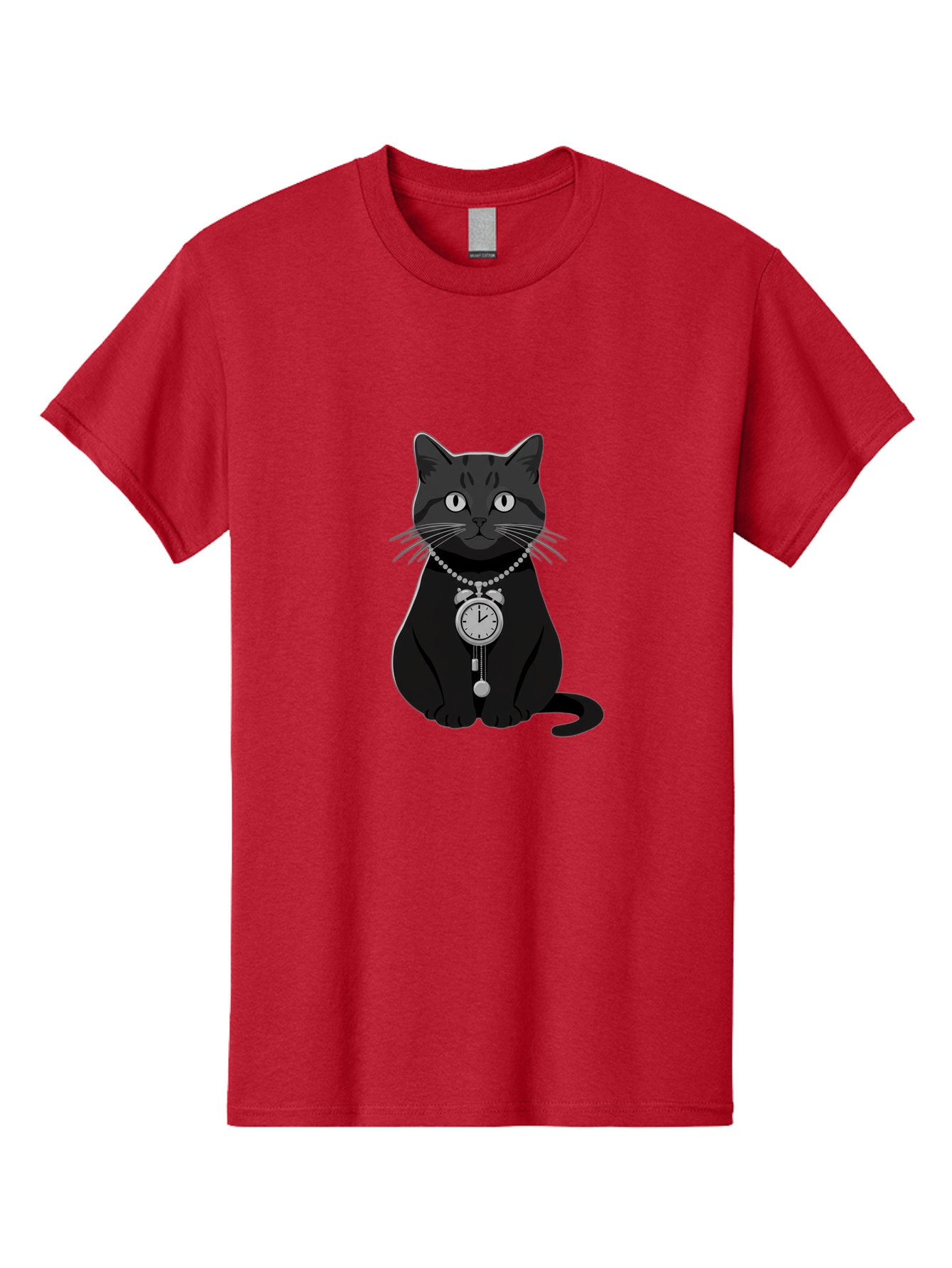 Black-Cat-With-Pocket-Watch Men'S Graphic Tee, 100% Cotton, Comfortable Casual Summer Wear, Machine Washable, Vintage Camera, Old Camera, Antique Camera, Black Camera, Classic Photography, Photography Equipment, Nostalgic Device, Film Camera, Bal812
