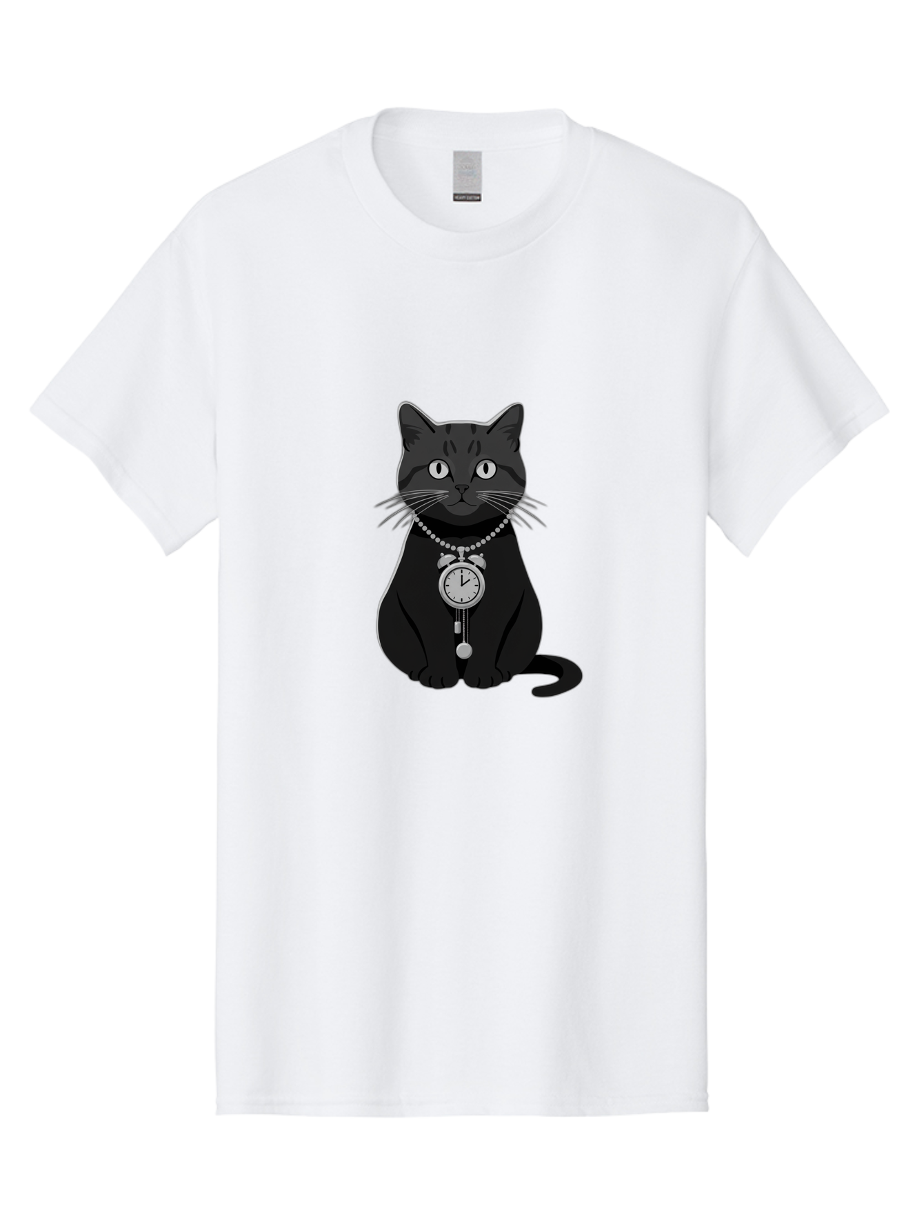 Black-Cat-With-Pocket-Watch Men'S Graphic Tee, 100% Cotton, Comfortable Casual Summer Wear, Machine Washable, Vintage Camera, Old Camera, Antique Camera, Black Camera, Classic Photography, Photography Equipment, Nostalgic Device, Film Camera, Bal812