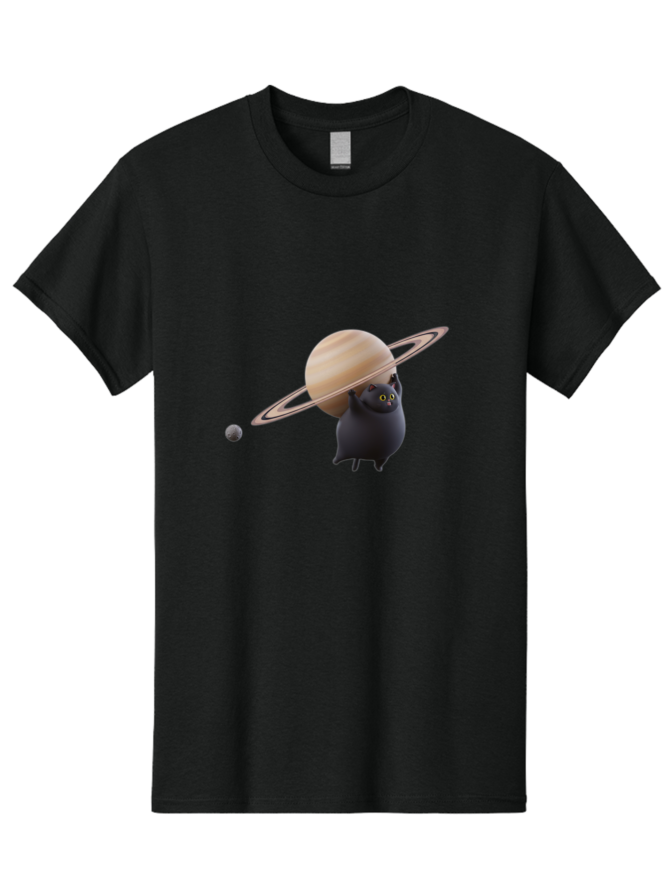 Black-Cat-With-Saturn Men'S Graphic Tee, 100% Cotton, Comfortable Casual Summer Wear, Machine Washable, Vintage Camera, Old Camera, Antique Camera, Black Camera, Classic Photography, Photography Equipment, Nostalgic Device, Film Camera, Bal813