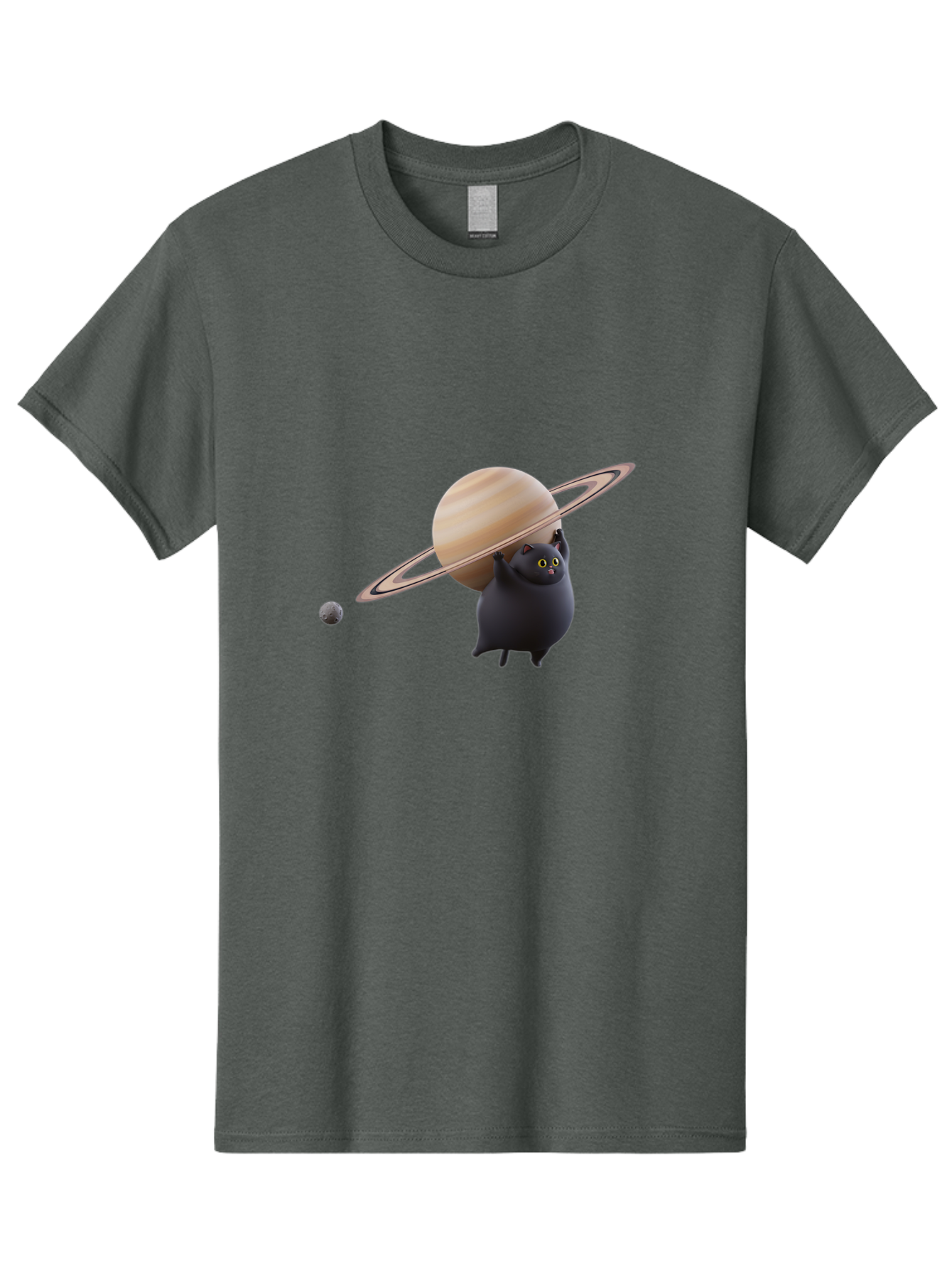 Black-Cat-With-Saturn Men'S Graphic Tee, 100% Cotton, Comfortable Casual Summer Wear, Machine Washable, Vintage Camera, Old Camera, Antique Camera, Black Camera, Classic Photography, Photography Equipment, Nostalgic Device, Film Camera, Bal813