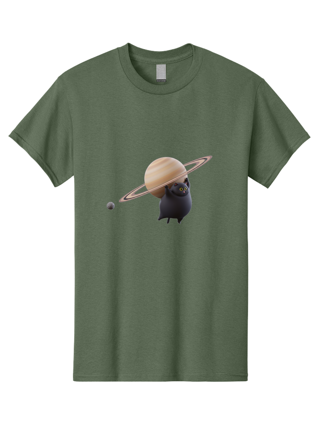 Black-Cat-With-Saturn Men'S Graphic Tee, 100% Cotton, Comfortable Casual Summer Wear, Machine Washable, Vintage Camera, Old Camera, Antique Camera, Black Camera, Classic Photography, Photography Equipment, Nostalgic Device, Film Camera, Bal813