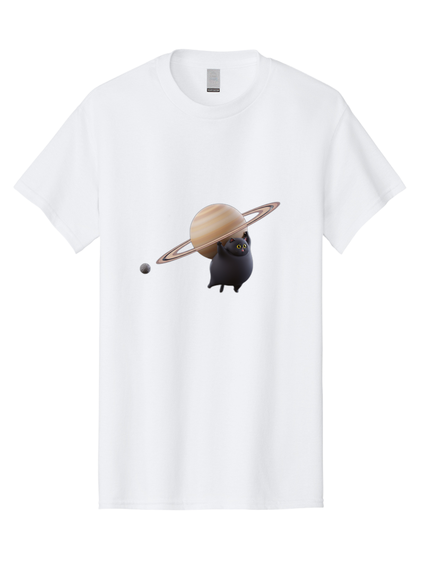 Black-Cat-With-Saturn Men'S Graphic Tee, 100% Cotton, Comfortable Casual Summer Wear, Machine Washable, Vintage Camera, Old Camera, Antique Camera, Black Camera, Classic Photography, Photography Equipment, Nostalgic Device, Film Camera, Bal813