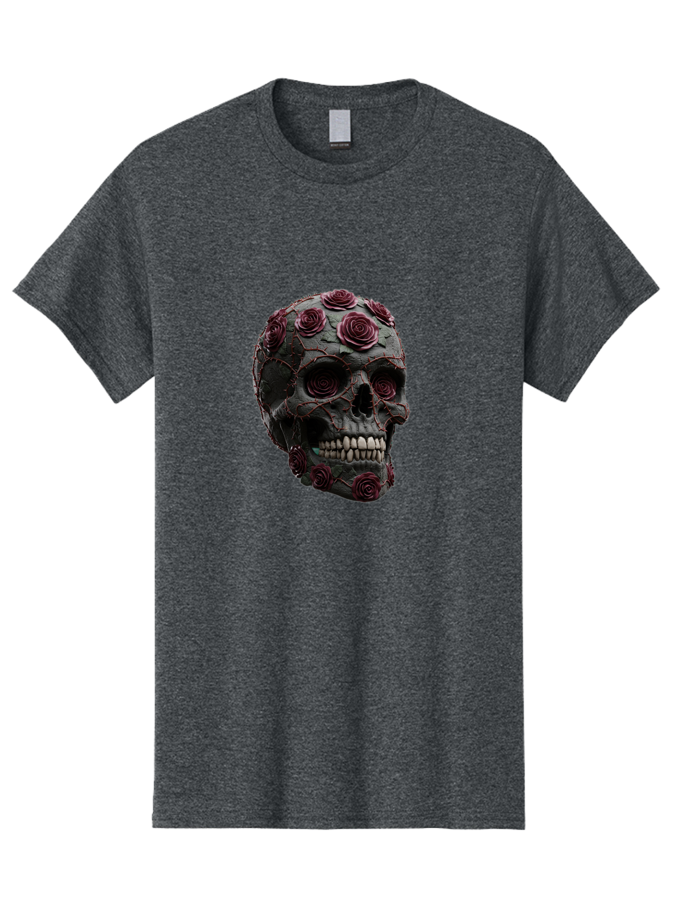 Black-Skull-With-Roses-3 Men'S Graphic Tee, 100% Cotton, Comfortable Casual Summer Wear, Machine Washable, Vintage Camera, Old Camera, Antique Camera, Black Camera, Classic Photography, Photography Equipment, Nostalgic Device, Film Camera, Bal826
