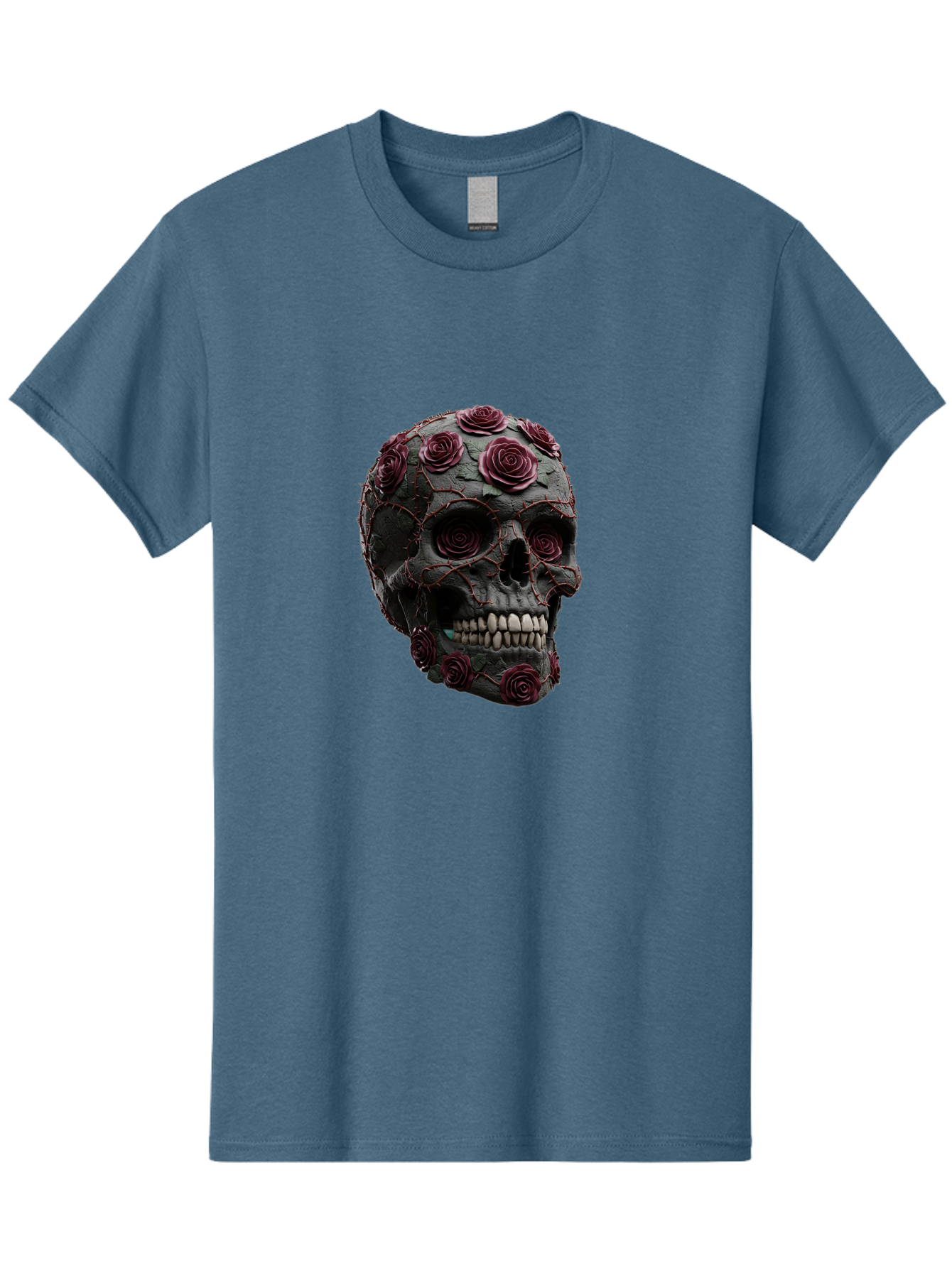 Black-Skull-With-Roses-3 Men'S Graphic Tee, 100% Cotton, Comfortable Casual Summer Wear, Machine Washable, Vintage Camera, Old Camera, Antique Camera, Black Camera, Classic Photography, Photography Equipment, Nostalgic Device, Film Camera, Bal826