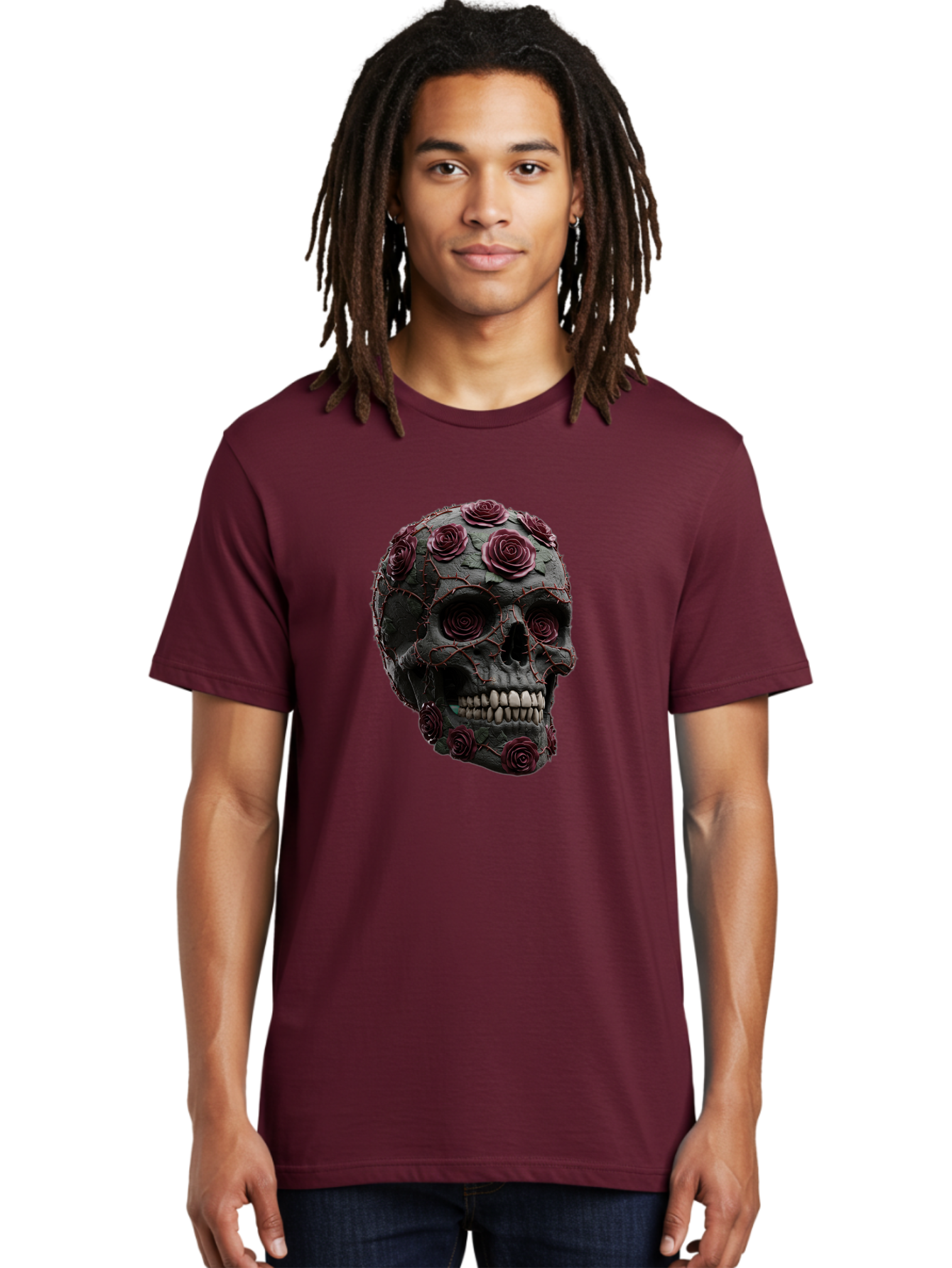 Black-Skull-With-Roses-3 Men'S Graphic Tee, 100% Cotton, Comfortable Casual Summer Wear, Machine Washable, Vintage Camera, Old Camera, Antique Camera, Black Camera, Classic Photography, Photography Equipment, Nostalgic Device, Film Camera, Bal826
