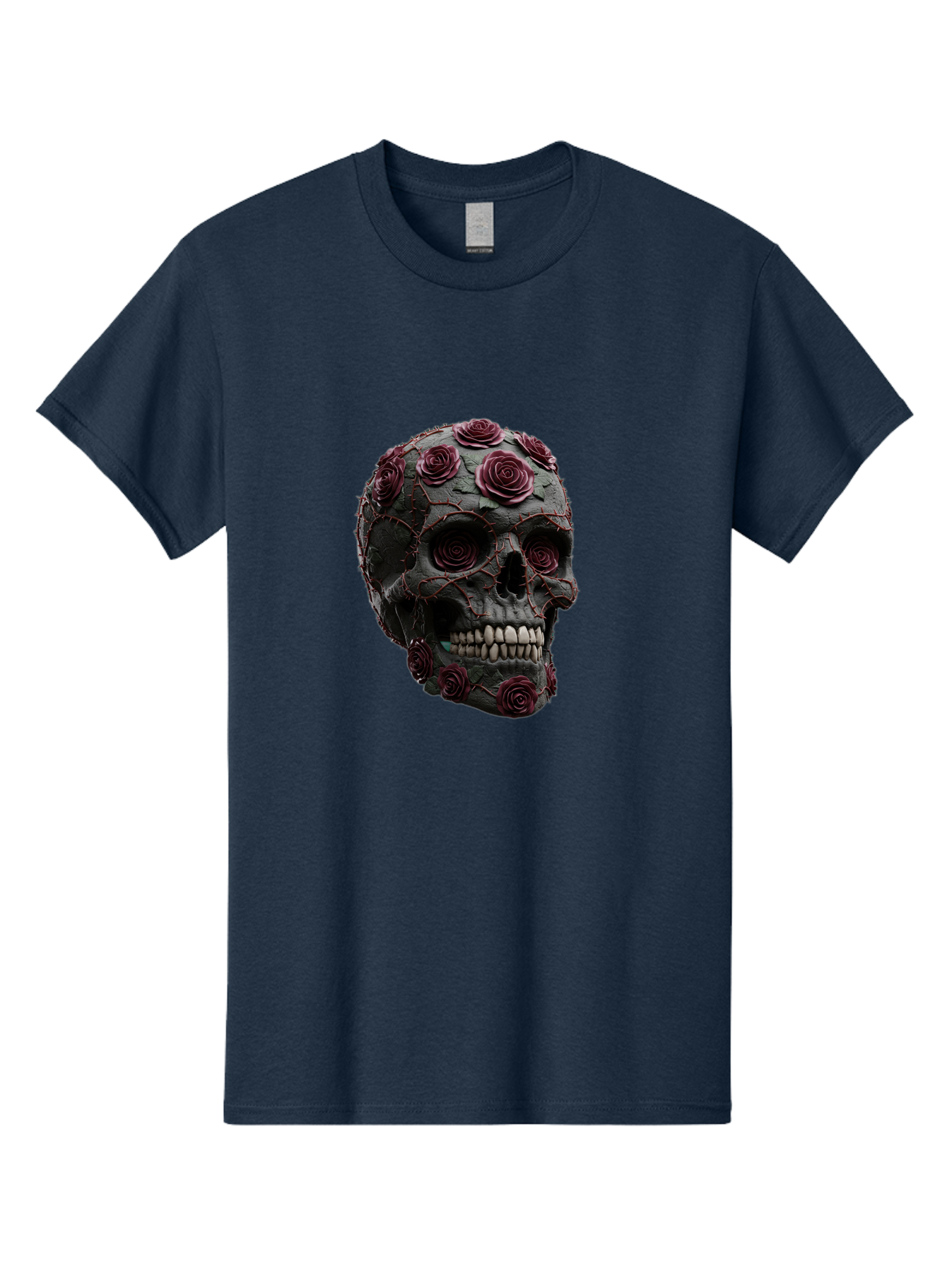 Black-Skull-With-Roses-3 Men'S Graphic Tee, 100% Cotton, Comfortable Casual Summer Wear, Machine Washable, Vintage Camera, Old Camera, Antique Camera, Black Camera, Classic Photography, Photography Equipment, Nostalgic Device, Film Camera, Bal826