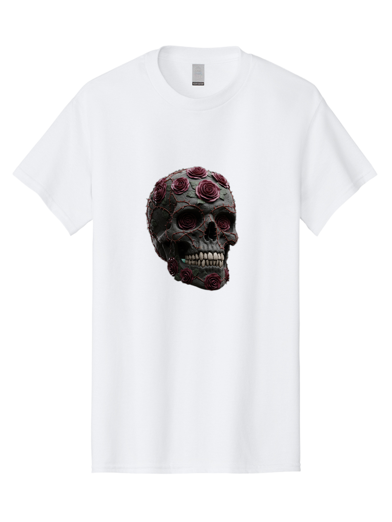 Black-Skull-With-Roses-3 Men'S Graphic Tee, 100% Cotton, Comfortable Casual Summer Wear, Machine Washable, Vintage Camera, Old Camera, Antique Camera, Black Camera, Classic Photography, Photography Equipment, Nostalgic Device, Film Camera, Bal826