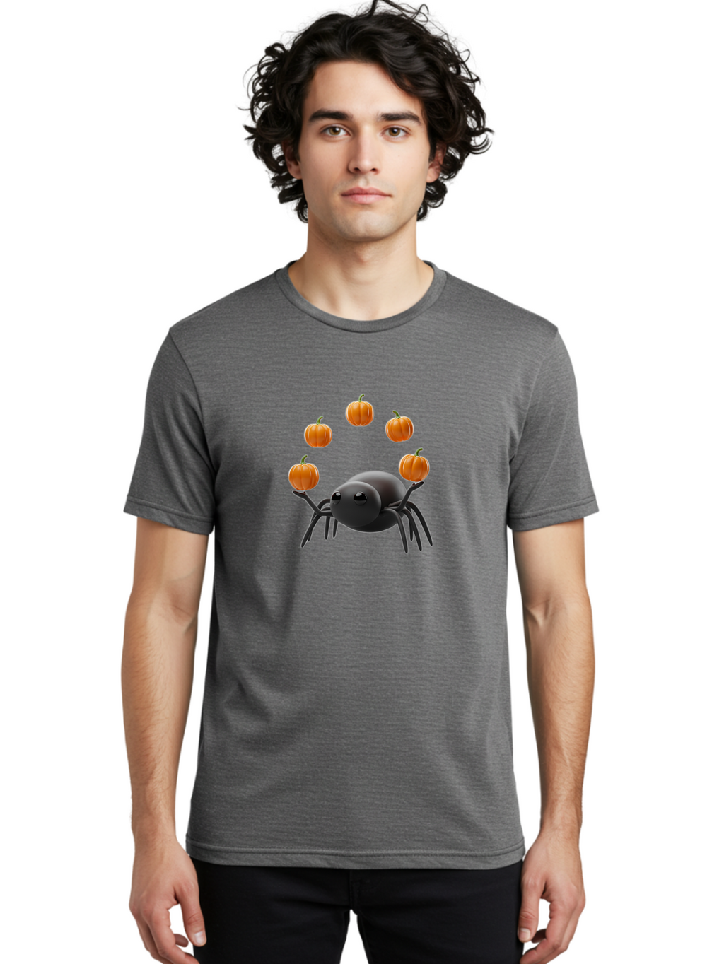 Black-Spider-With-Pumpkins-1 Men'S Graphic Tee, 100% Cotton, Comfortable Casual Summer Wear, Machine Washable, Vintage Camera, Old Camera, Antique Camera, Black Camera, Classic Photography, Photography Equipment, Nostalgic Device, Film Camera, Bal827