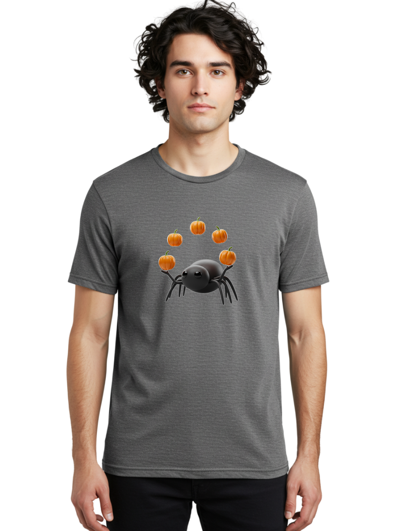 Black-Spider-With-Pumpkins-1 Men'S Graphic Tee, 100% Cotton, Comfortable Casual Summer Wear, Machine Washable, Vintage Camera, Old Camera, Antique Camera, Black Camera, Classic Photography, Photography Equipment, Nostalgic Device, Film Camera, Bal827